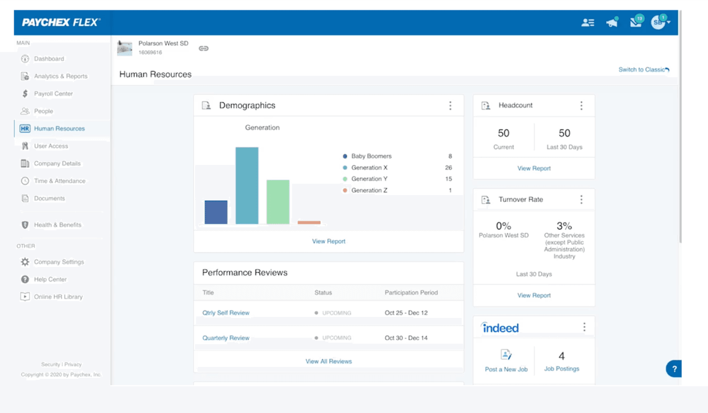 Paychex Flex interface