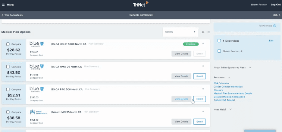 TriNet benefits enrollment