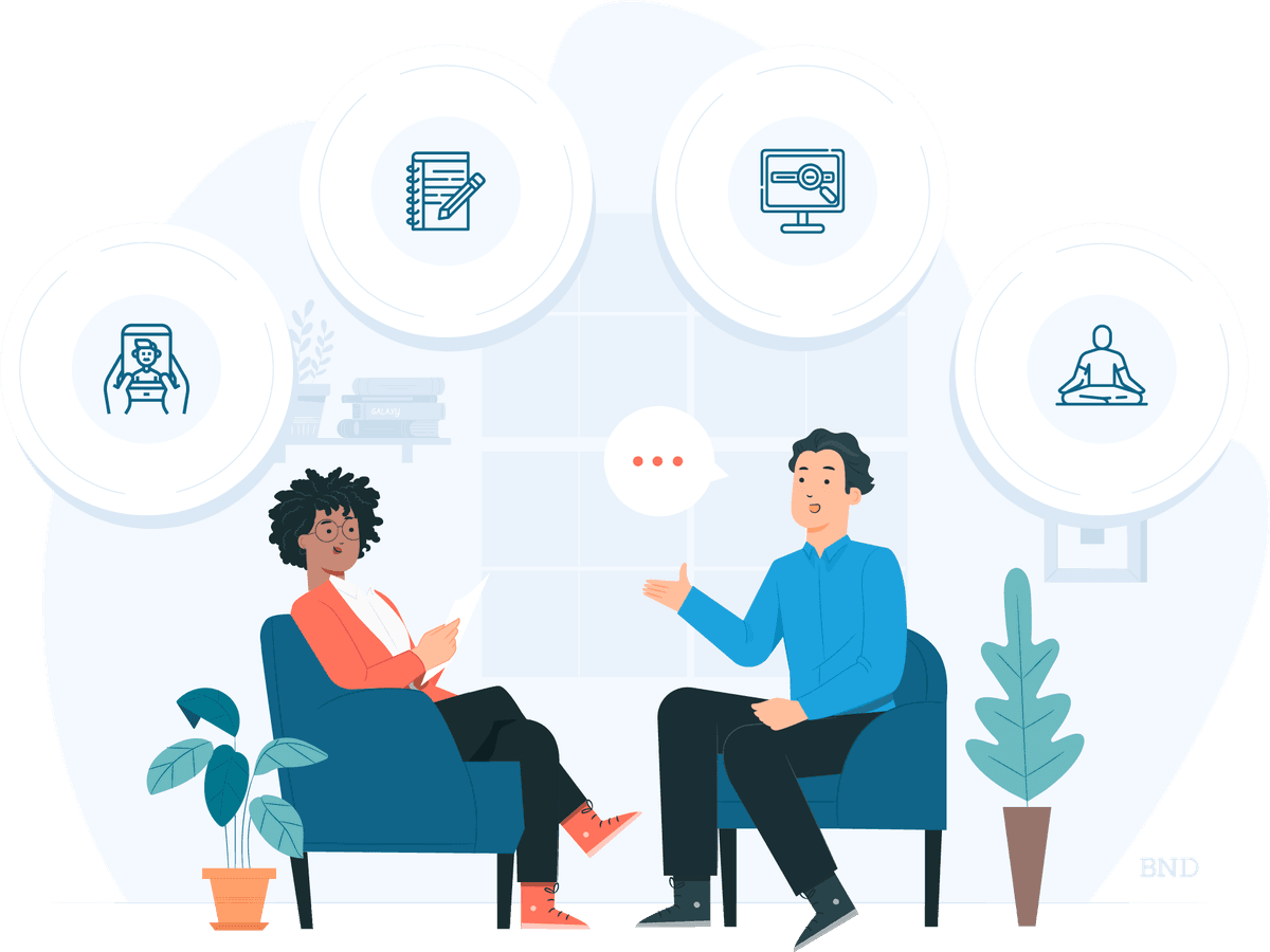 graphic of two people in a job interview