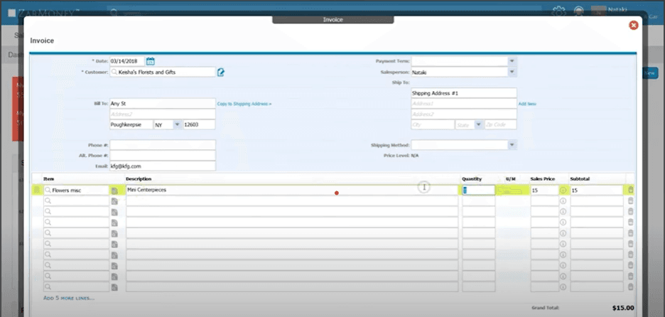 ZarMoney invoicing interface