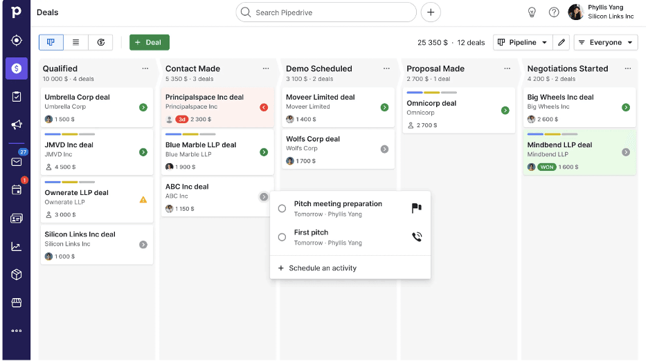 Pipedrive visual sales pipeline