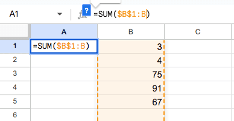 Excel formula range