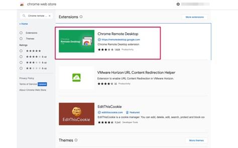 Chrome Web Store search results