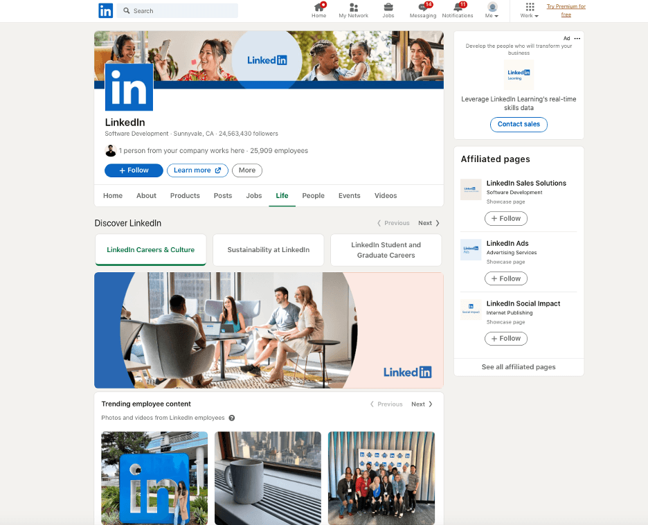 LinkedIn Career Page