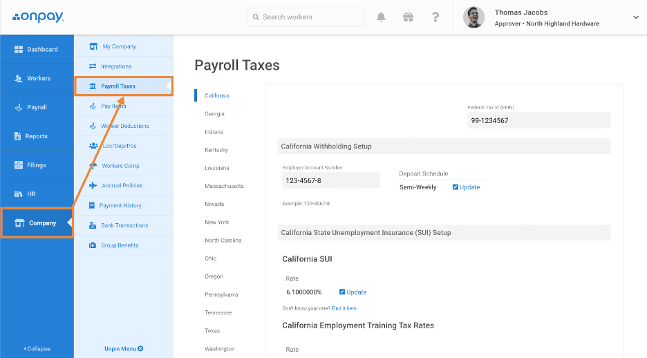 Updating tax information with OnPay