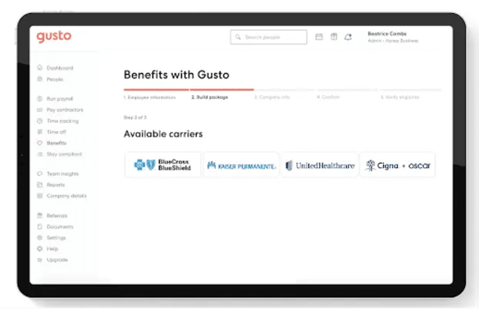 Gusto health insurance options