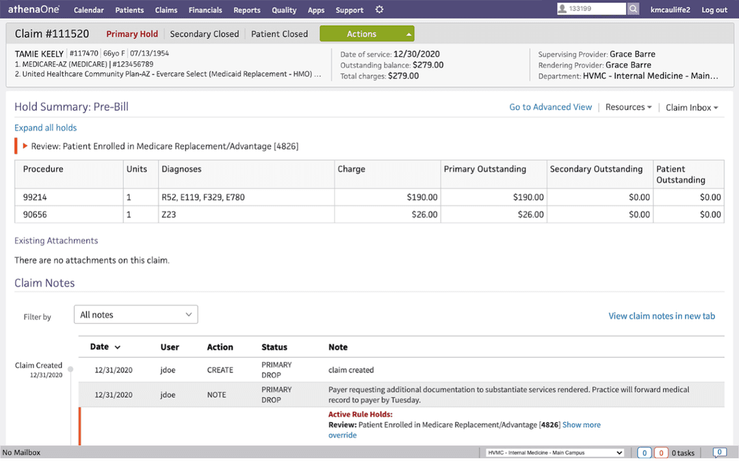 athenahealth layout