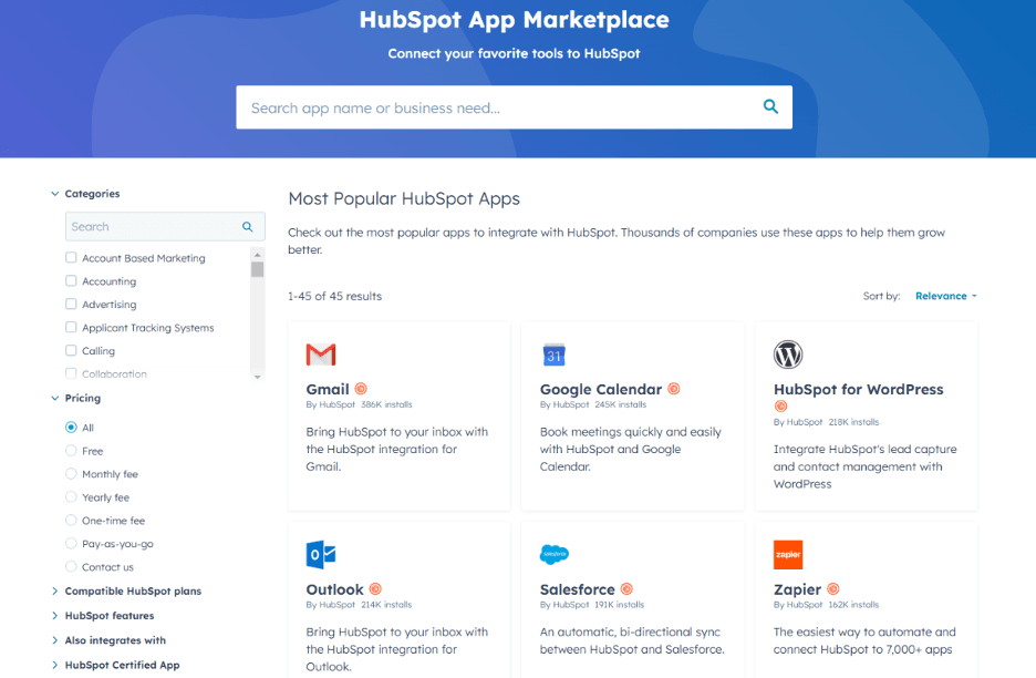 Hubspot app marketplace