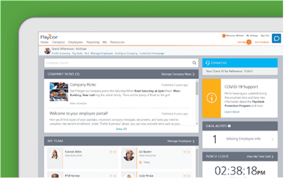 Paycor dashboard