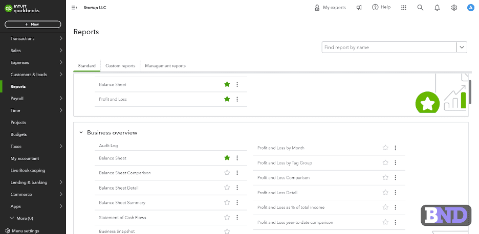 Quickbooks Online analytics