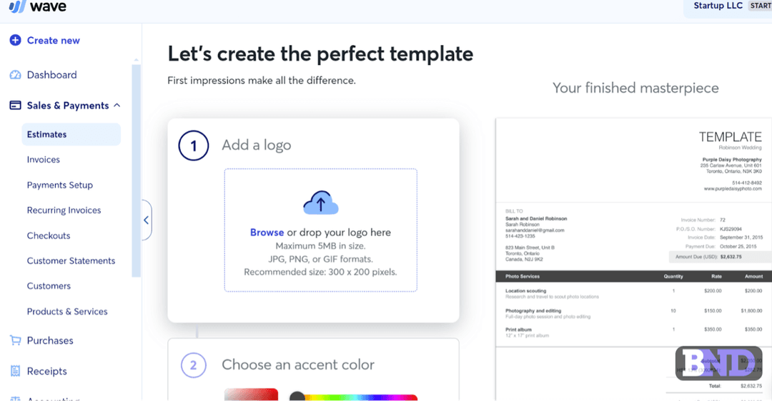 Wave Financial invoice templates