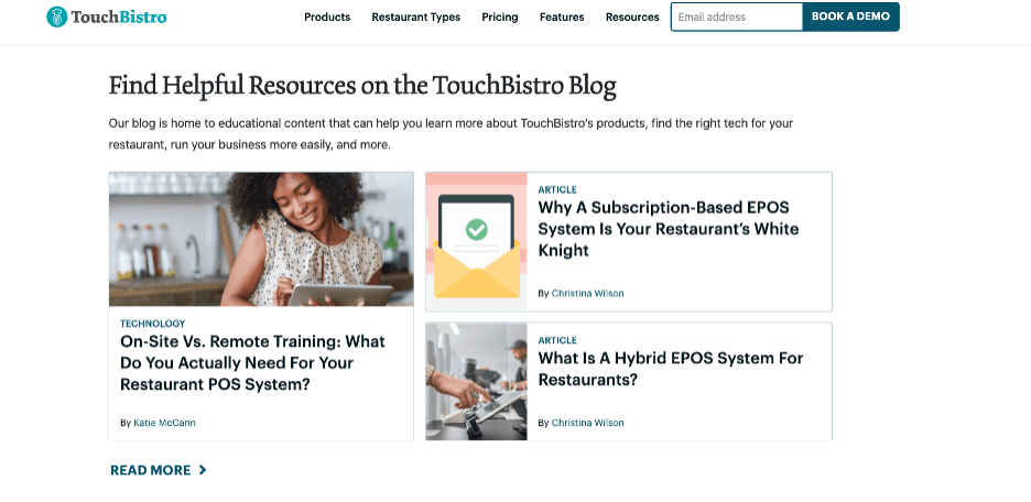 TouchBistro online blog with help resources