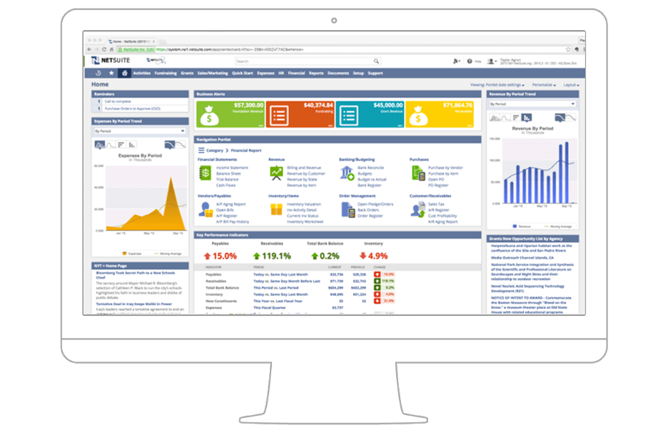 Oracle Netsuite dashboard