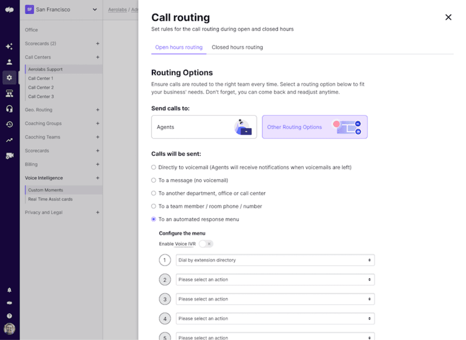 Dialpad call routing