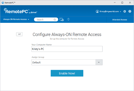 RemotePC Always On feature