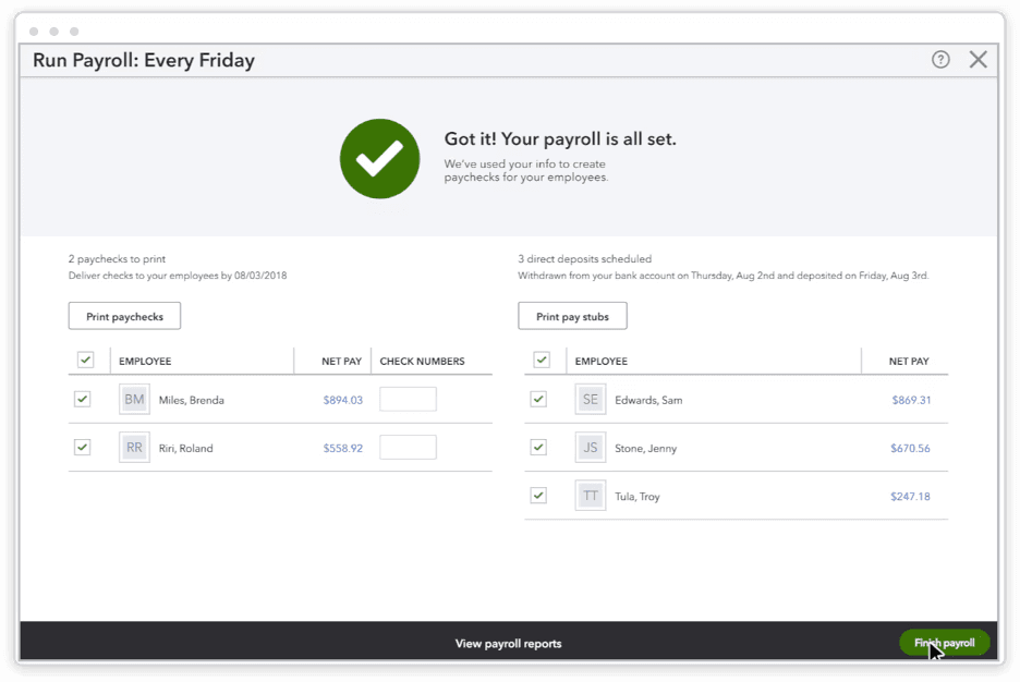 QuickBooks payroll automations