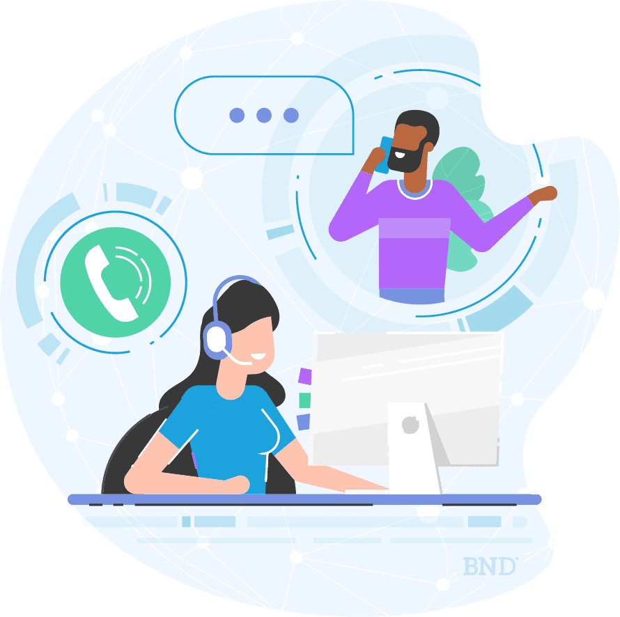 graphic of two people talking on the phone