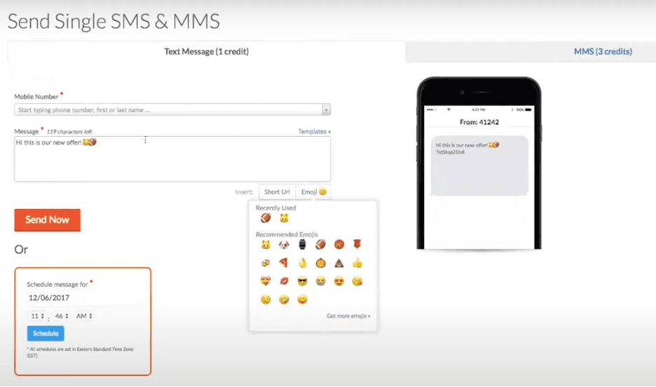 ProTexting messaging interface with emojis