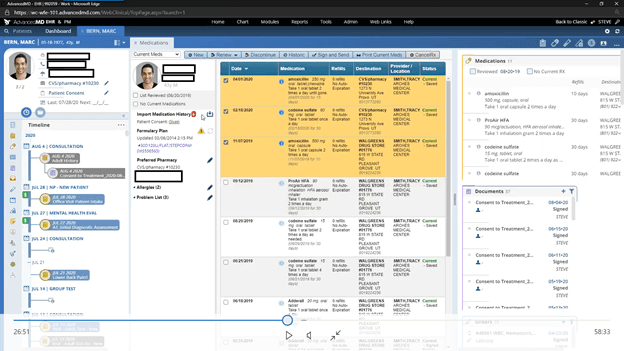 AdvancedMD medications view