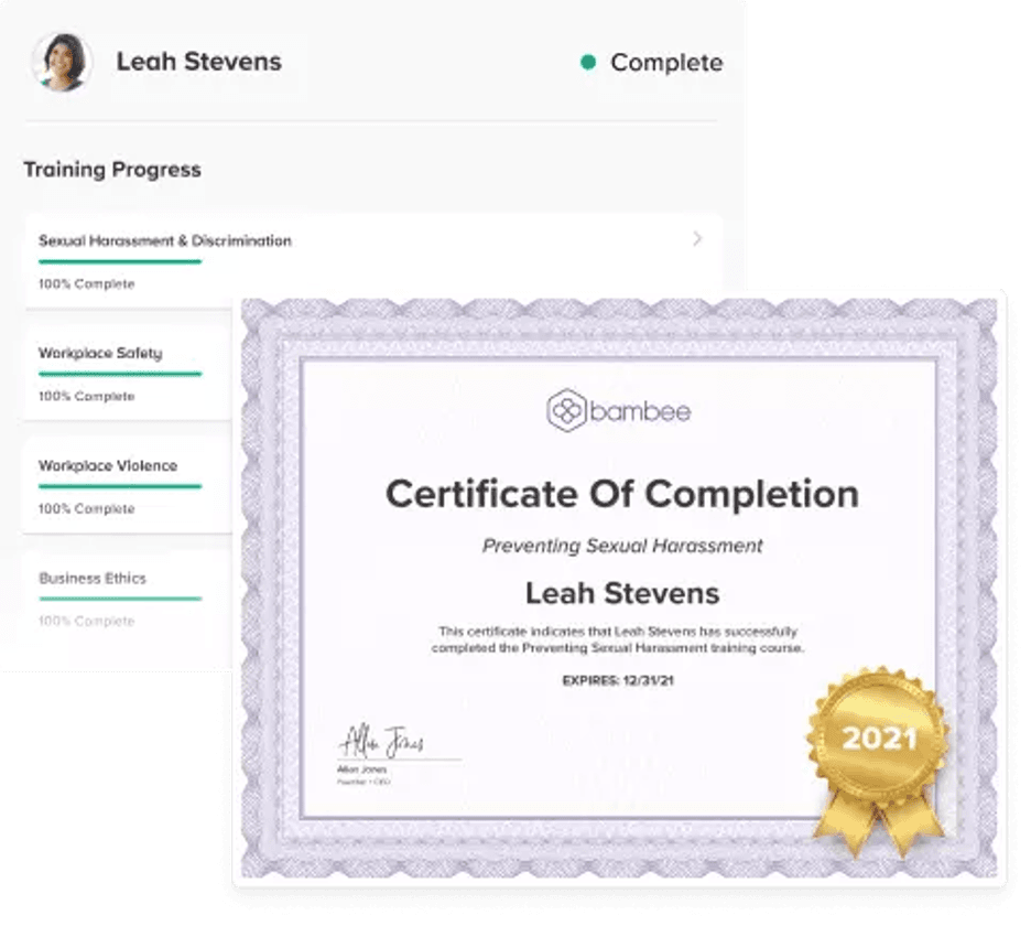 Bambee certificates