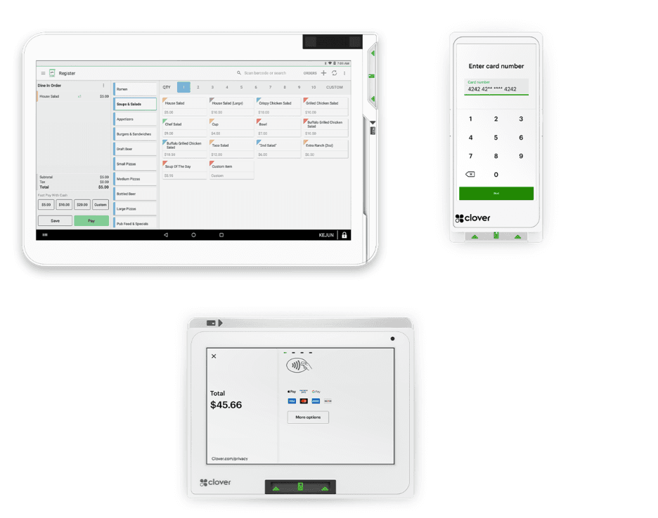 Clover software displayed on various devices