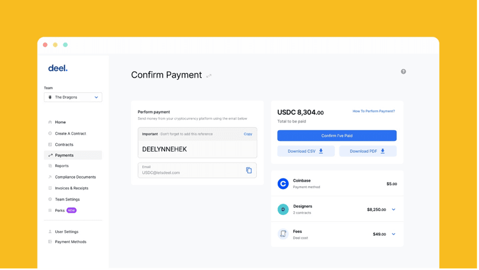 Deel payment platform