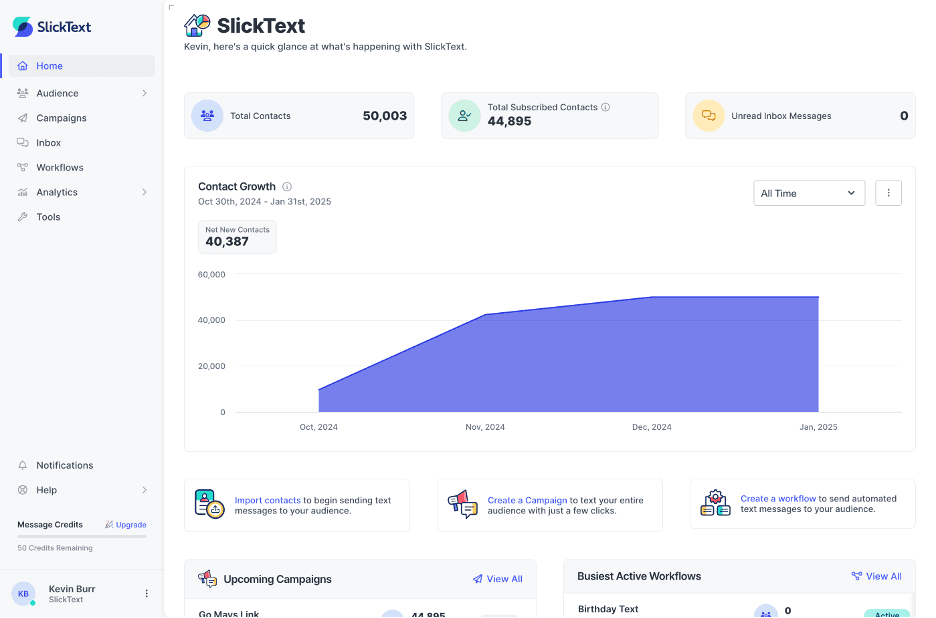 SlickText dashboard