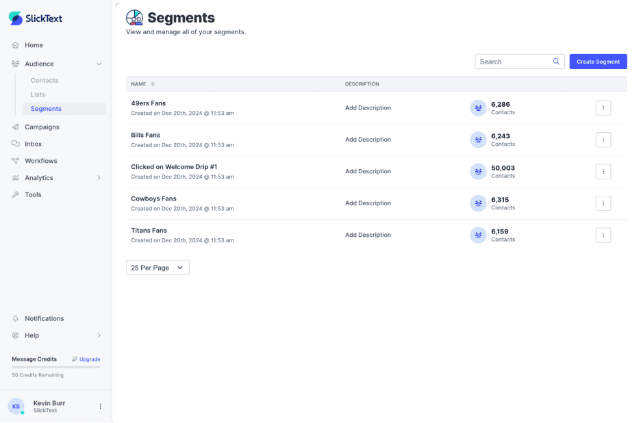 SlickText customer segmentation