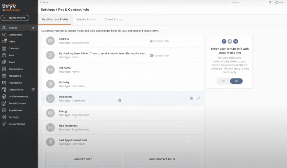 Thryv custom contact fields