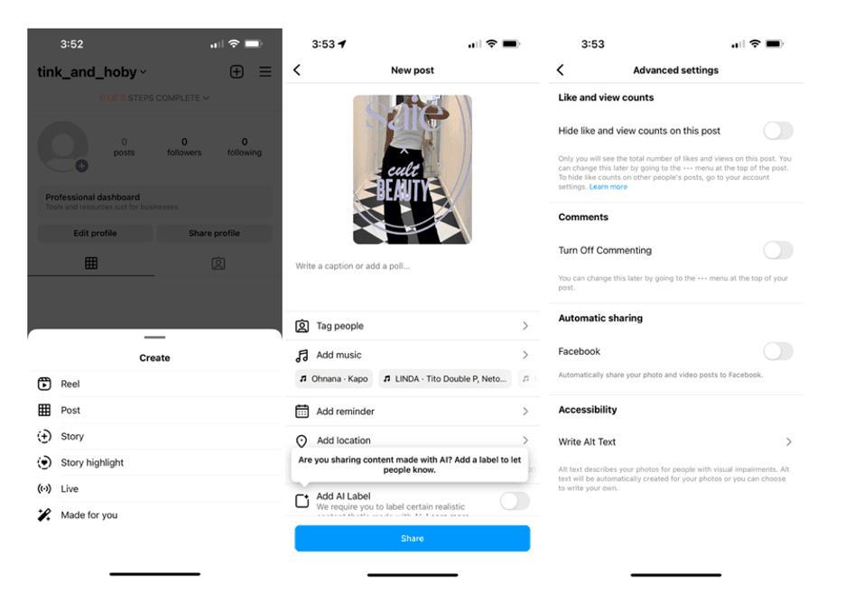 Instagram business post
