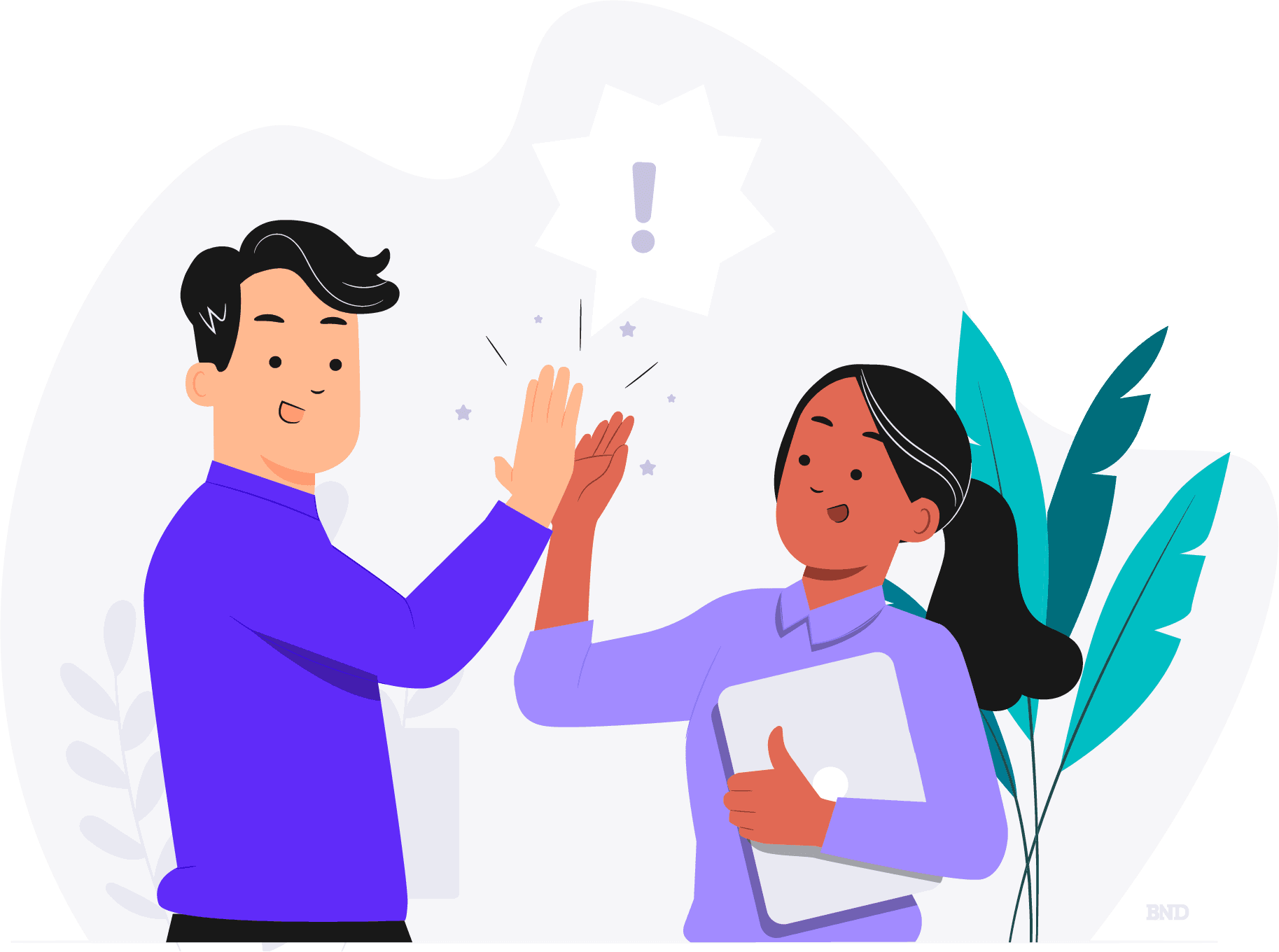 Two colleagues high-fiving each other