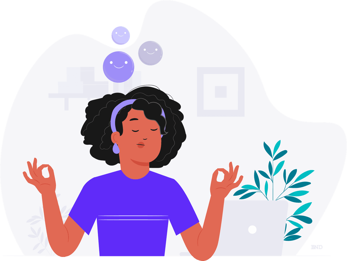 Person meditating at work