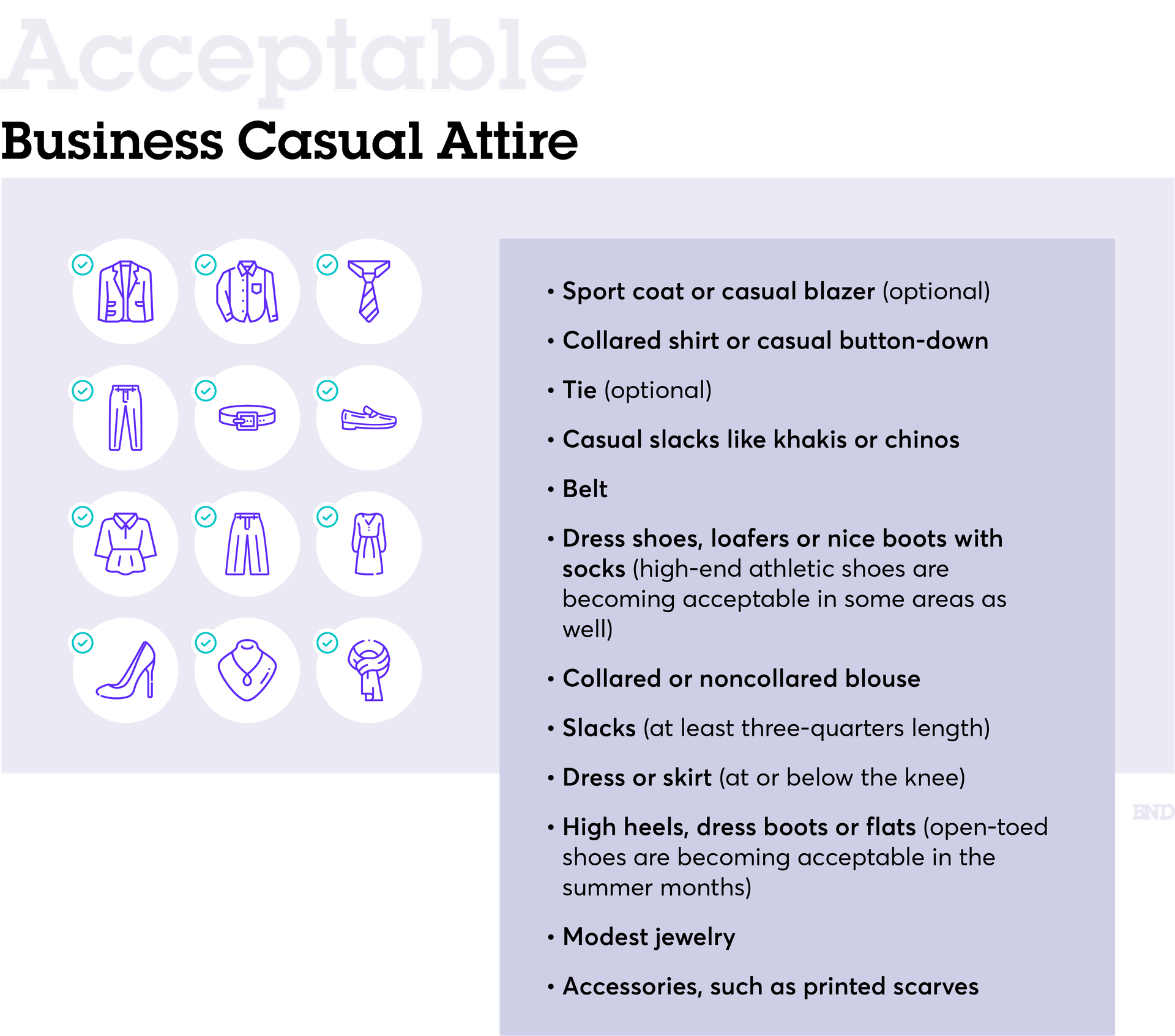 Infographic of acceptable business attire