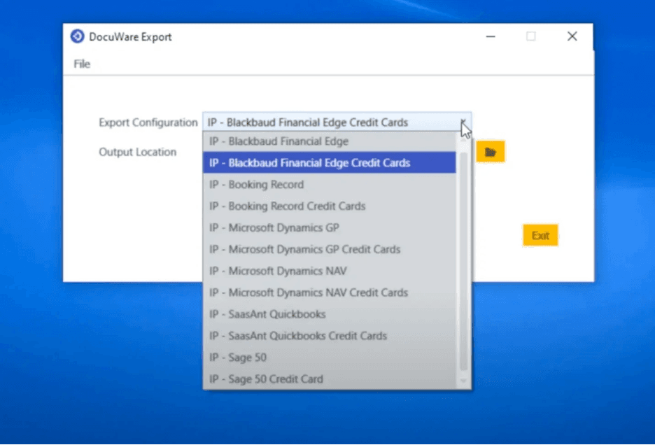 Docuware exporting data