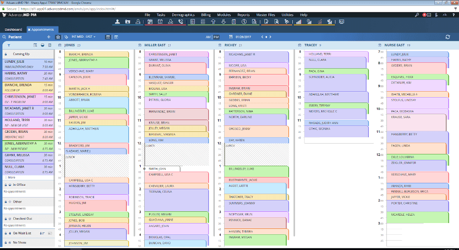 AdvancedMD appointment calendar