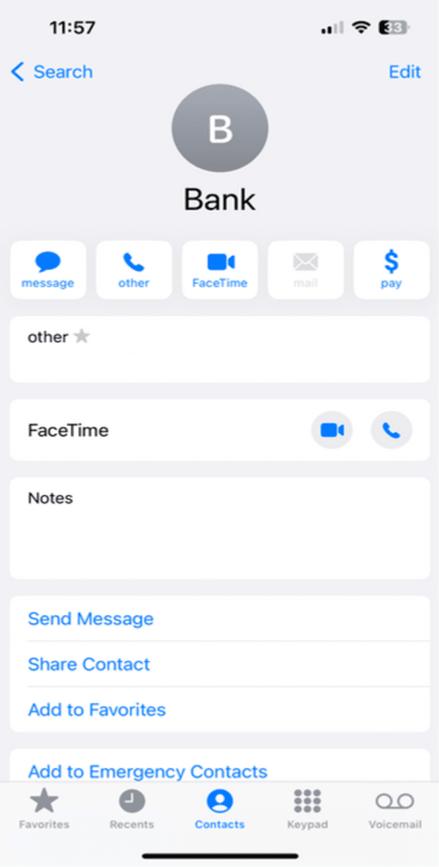 Calling a number on an iPhone
