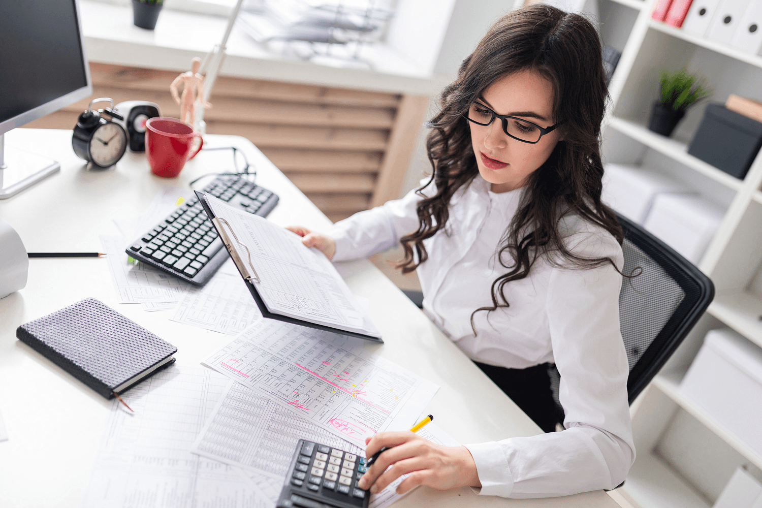 Accountant working at a desk