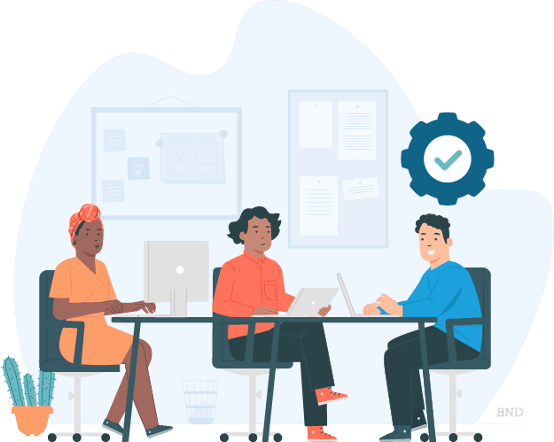 graphic of colleagues sitting around a conference table