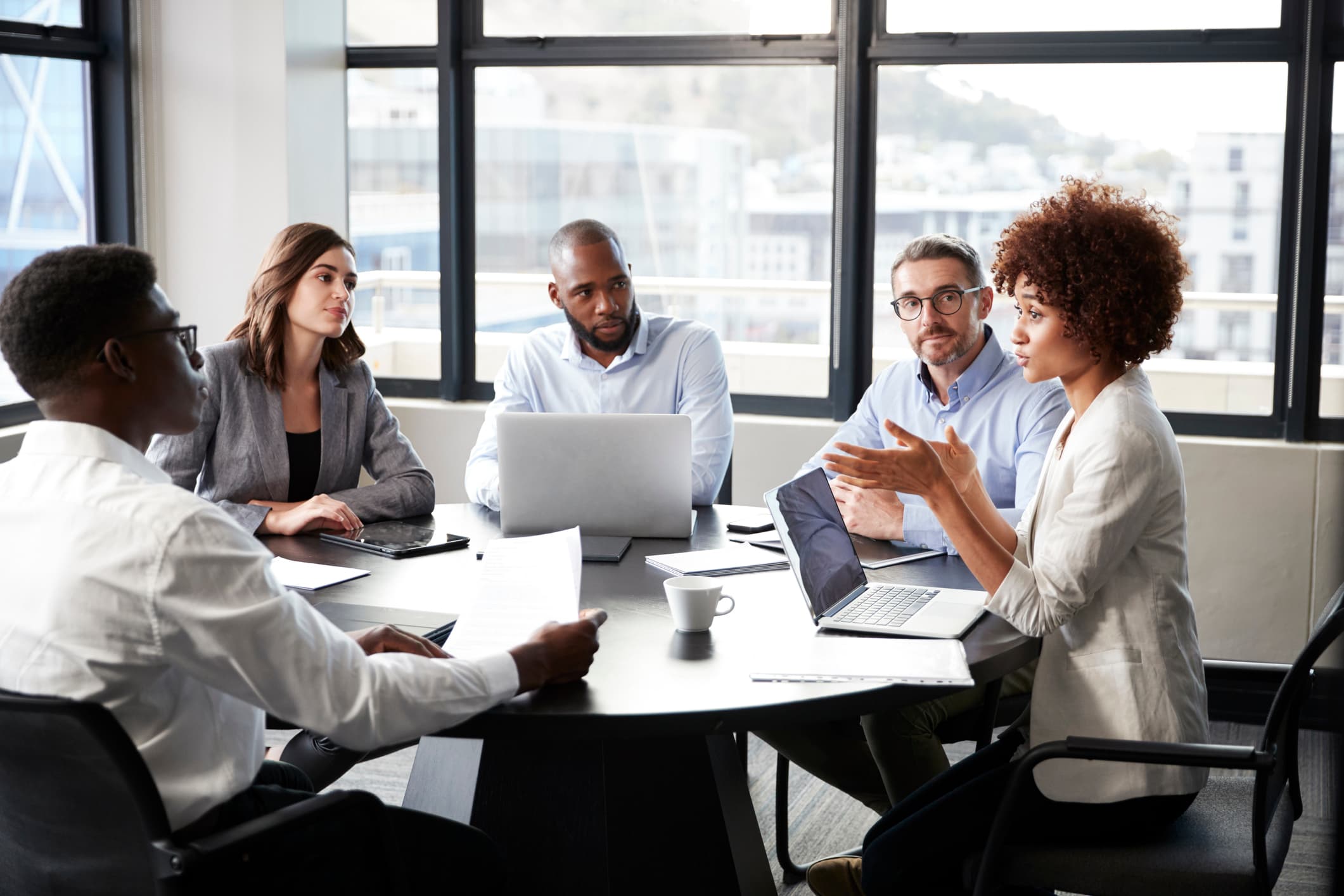 Group of businesspeople at a conference table